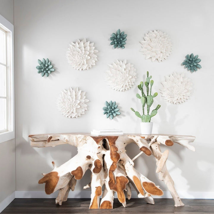 DAHLIA FLOWER WALL DECOR: WHITE STONE