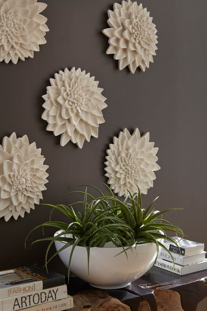 DAHLIA FLOWER WALL DECOR: WHITE STONE