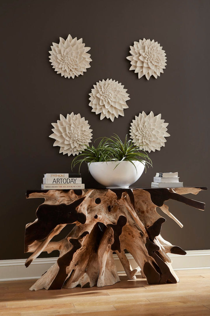 DAHLIA FLOWER WALL DECOR: WHITE STONE