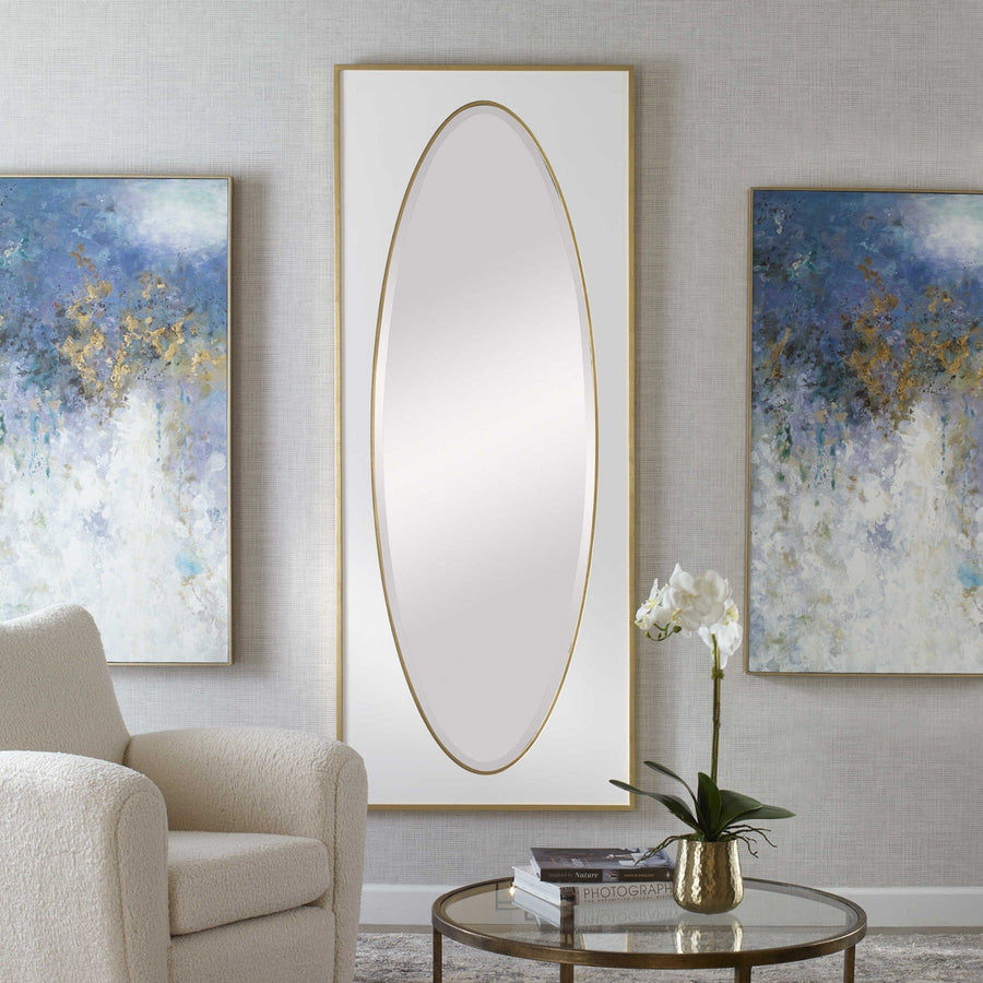 DANBURY OVER - SIZED WHITE + GOLD MIRROR