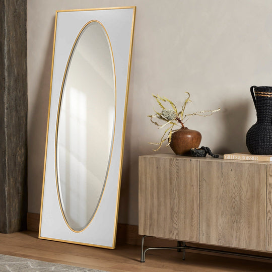 DANBURY OVER - SIZED WHITE + GOLD MIRROR