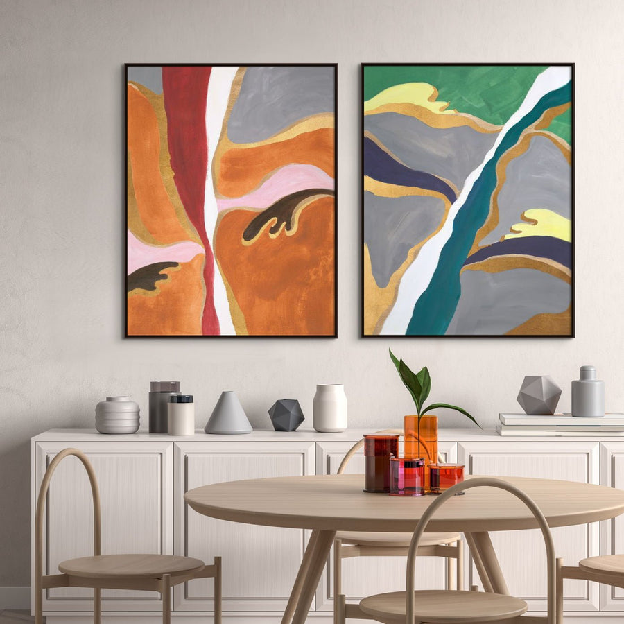 "DANCING WITH YOU I" METALLIC GOLD EMBELLISHED CANVAS ART