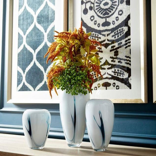 DEEP SKY WHITE GLASS VASES