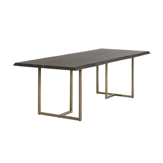 DONNELLY 95" DINING TABLE - ANTIQUE BRASS / DARK MANGO