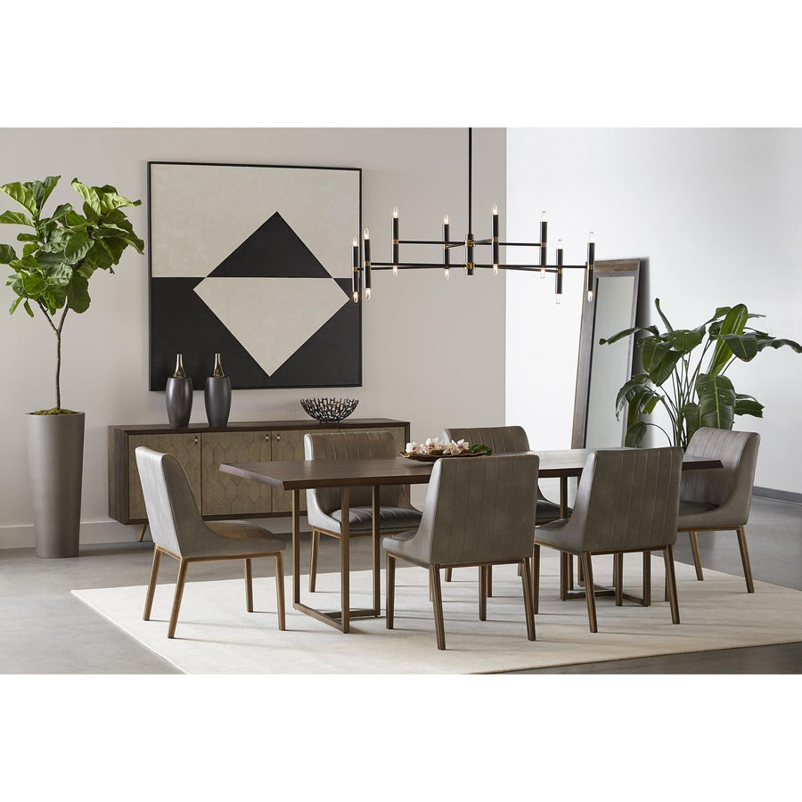 DONNELLY 95" DINING TABLE - ANTIQUE BRASS / DARK MANGO