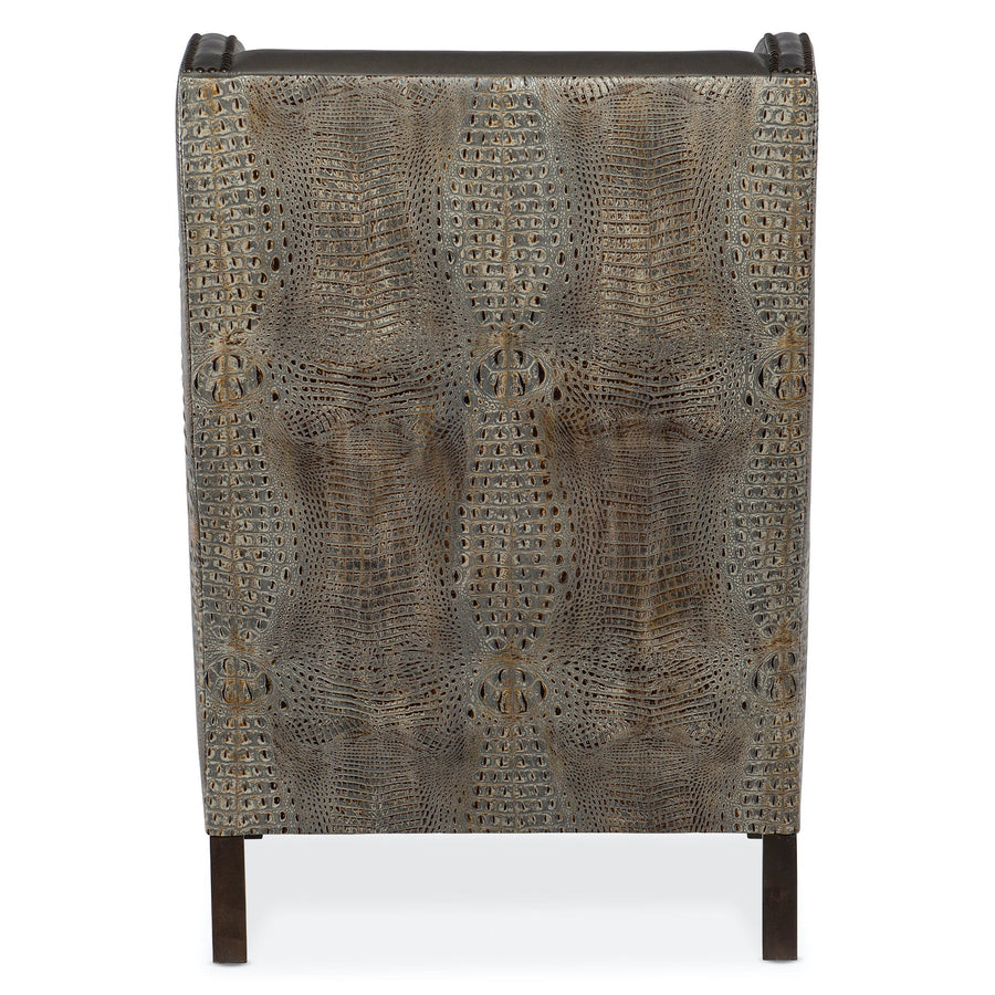 DUTTON LEATHER CLUB CHAIR w/ FAUX CROC