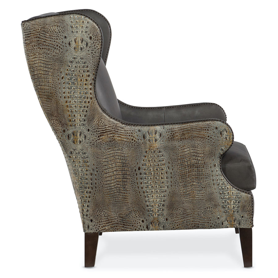 DUTTON LEATHER CLUB CHAIR w/ FAUX CROC