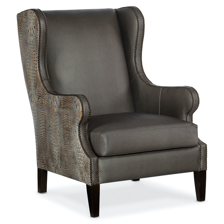 DUTTON LEATHER CLUB CHAIR w/ FAUX CROC
