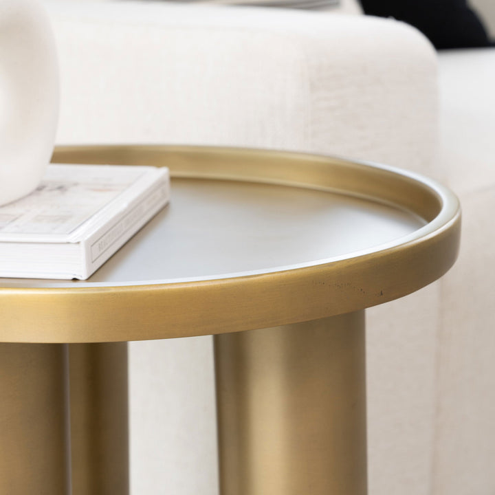 ECLAT SOFIA INDUSTRIAL ROUND TOP STEEL END TABLE