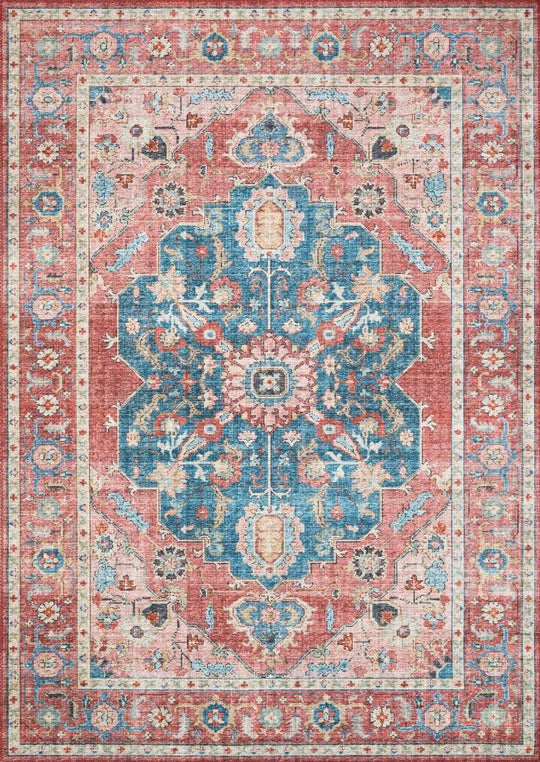 ELLIE VINTAGE PRINT RUG: BRICK, OCEAN