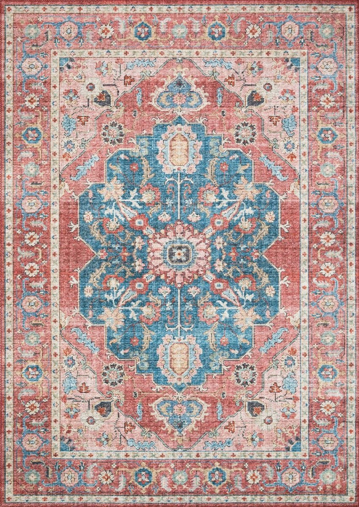 ELLIE VINTAGE PRINT RUG: BRICK, OCEAN