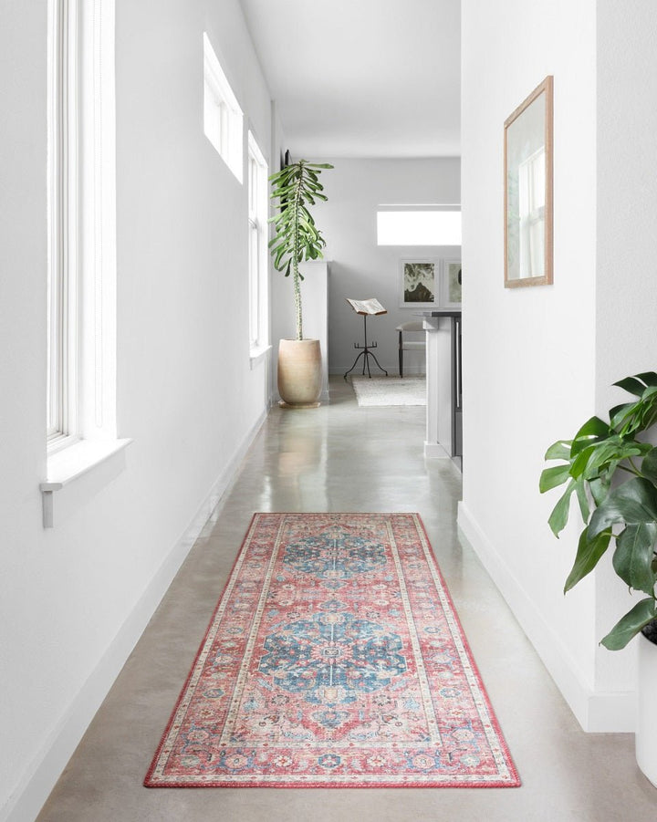 ELLIE VINTAGE PRINT RUG: BRICK, OCEAN