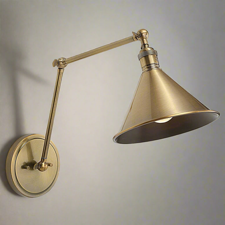 ELLIS ADJUSTABLE ARM WALL SCONCE: ANTIQUE BRASS