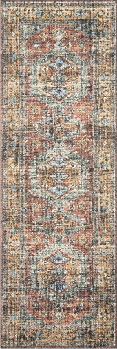 EMALEE VINTAGE PRINT RUG: TERRACOTTA, SKY MULTI