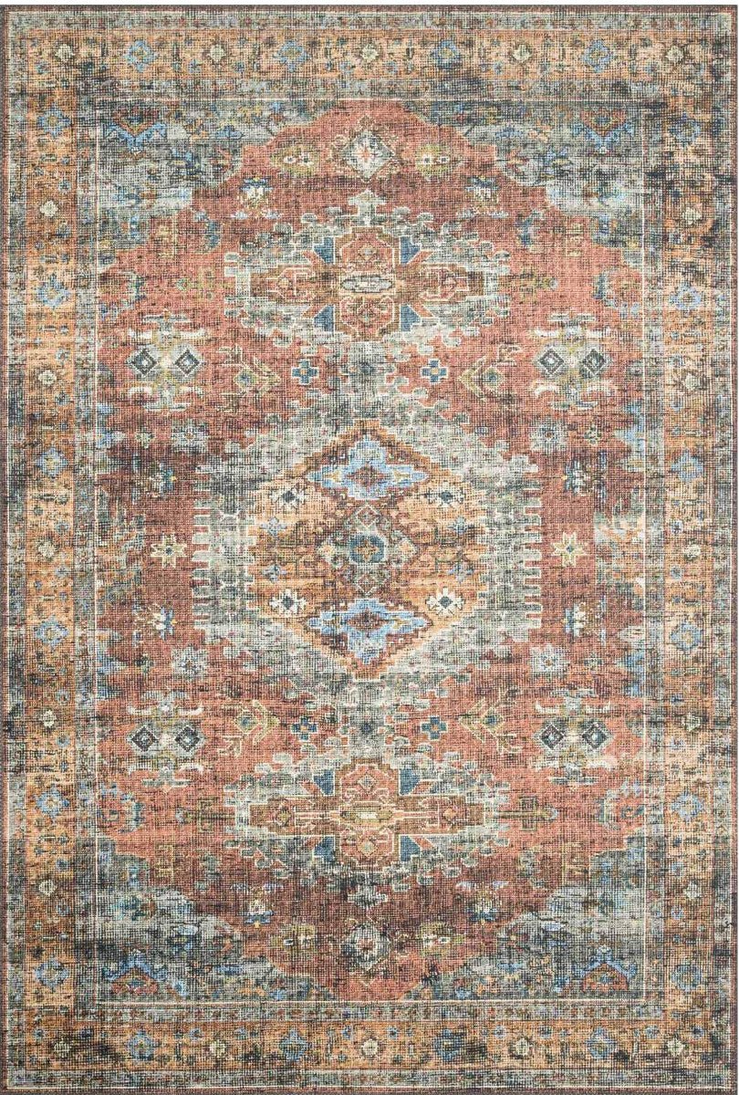 EMALEE VINTAGE PRINT RUG: TERRACOTTA, SKY MULTI