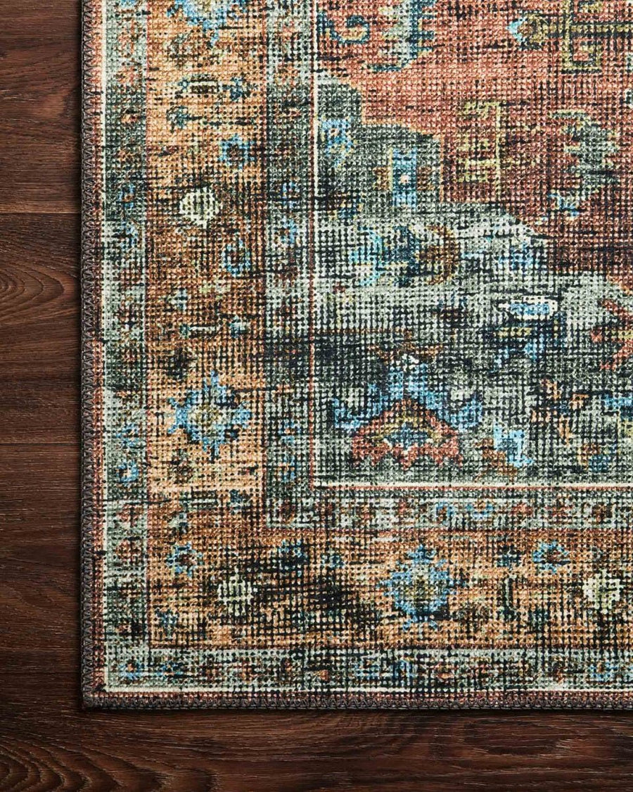 EMALEE VINTAGE PRINT RUG: TERRACOTTA, SKY MULTI