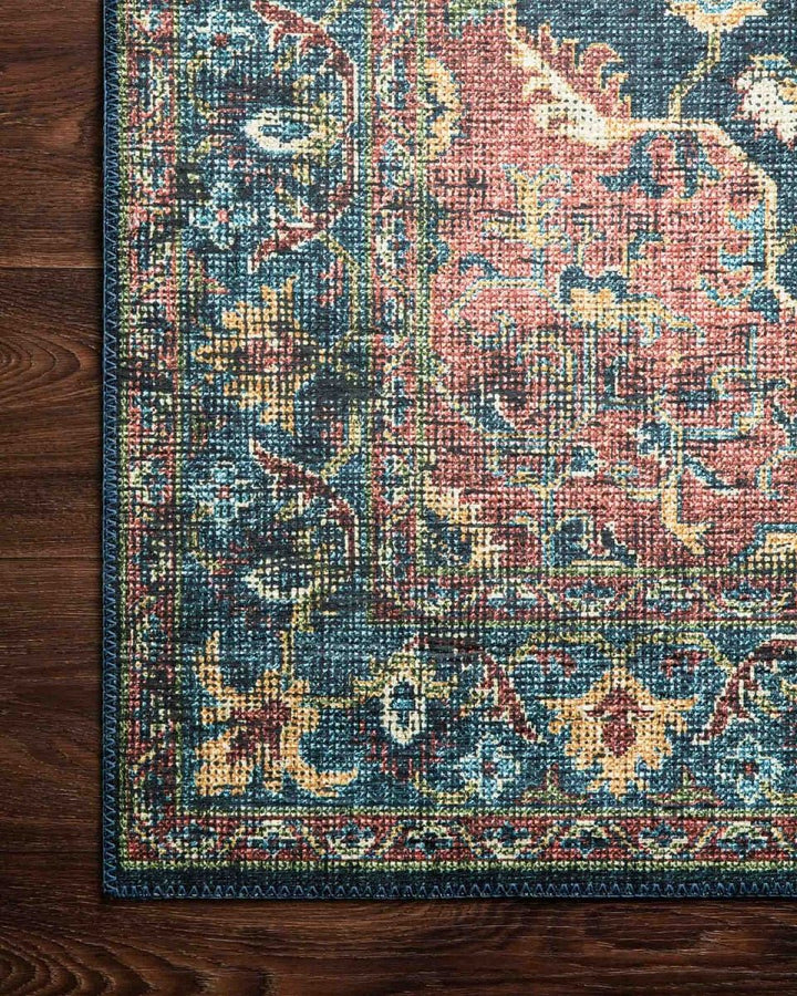 EMILIO VINTAGE PRINT RUG: DENIM, BRICK MULTI