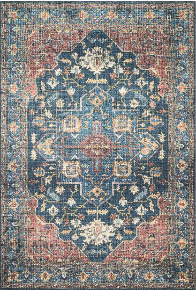 EMILIO VINTAGE PRINT RUG: DENIM, BRICK MULTI
