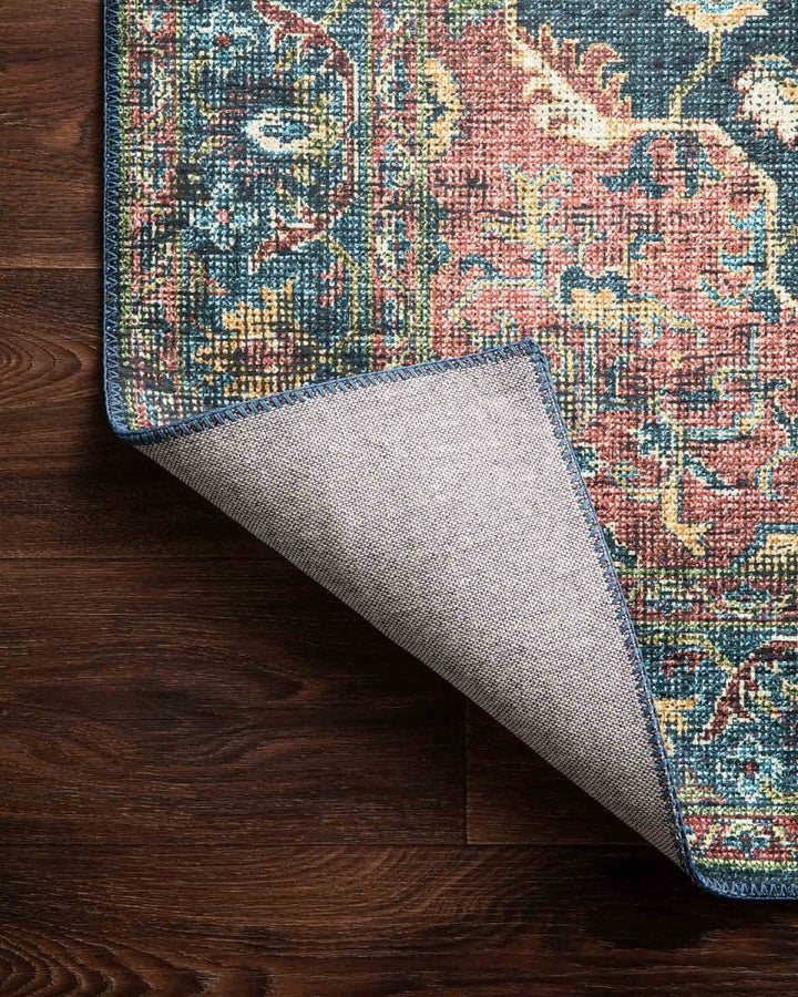 EMILIO VINTAGE PRINT RUG: DENIM, BRICK MULTI