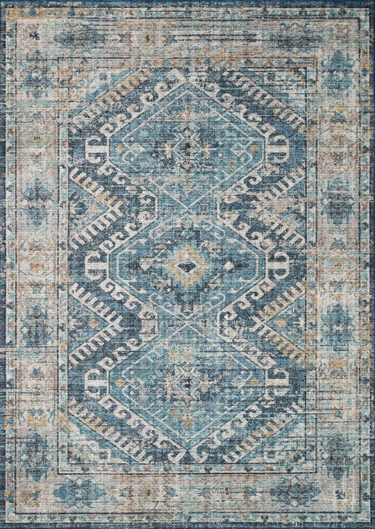 ESME VINTAGE PRINT RUG: DENIM, TEAL