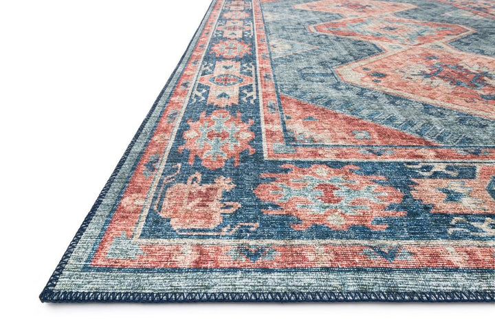 ESME VINTAGE PRINT RUG: TURQUOISE, TERRACOTTA