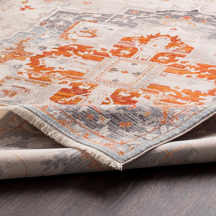 ETTA RUG: GREY, ORANGE