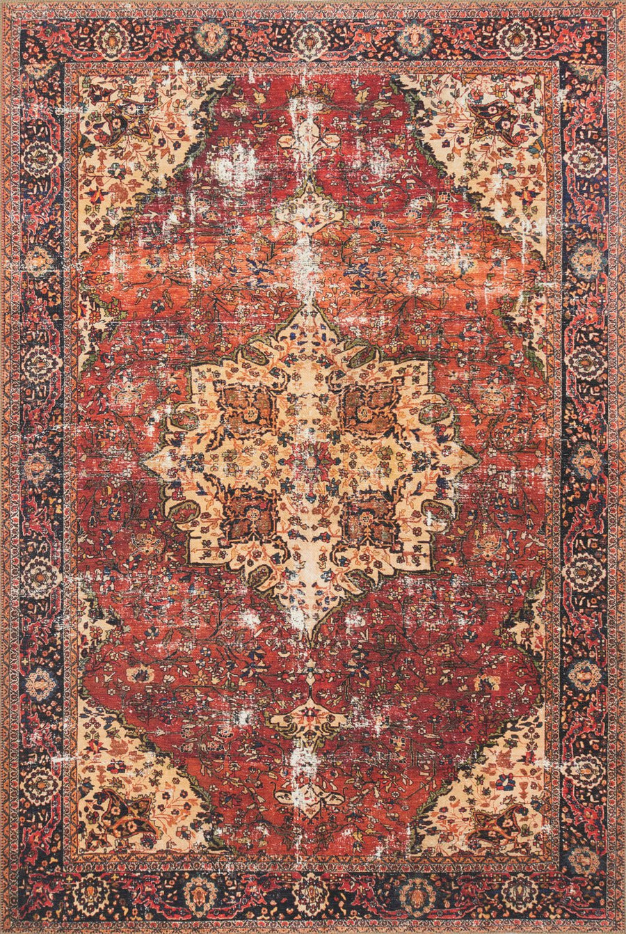 FARIDA VINTAGE PRINT RUG: RED MULTI