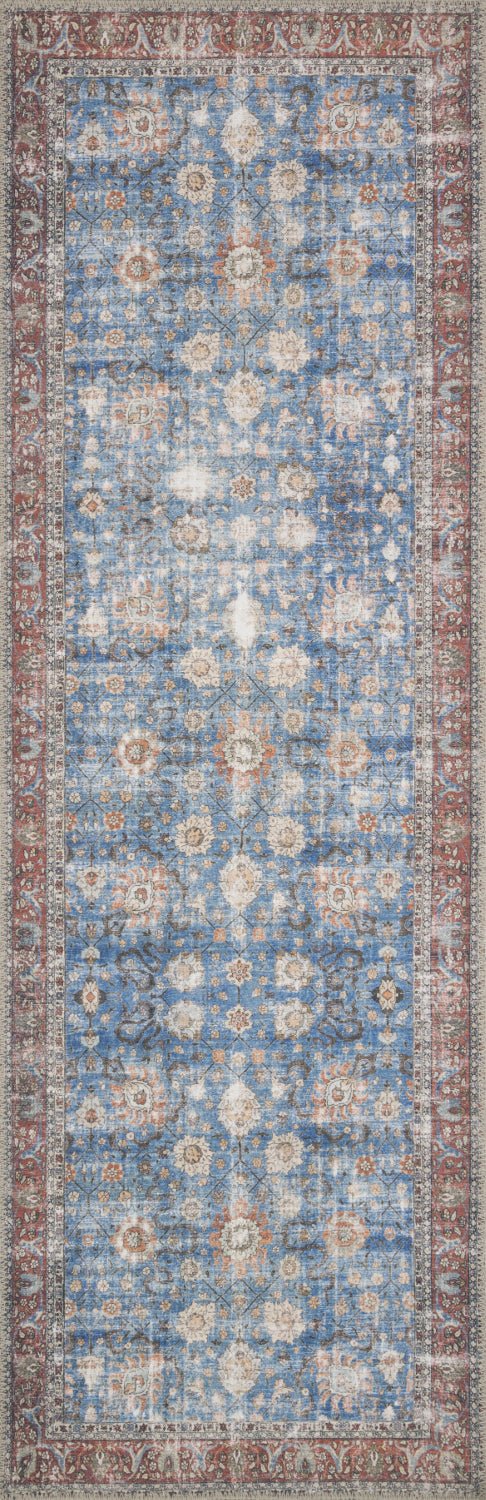 FERNANDA VINTAGE PRINT RUG: BRICK RED, BLUE