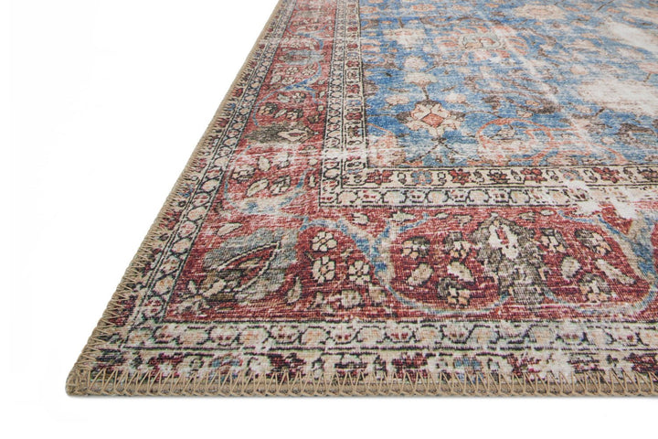FERNANDA VINTAGE PRINT RUG: BRICK RED, BLUE