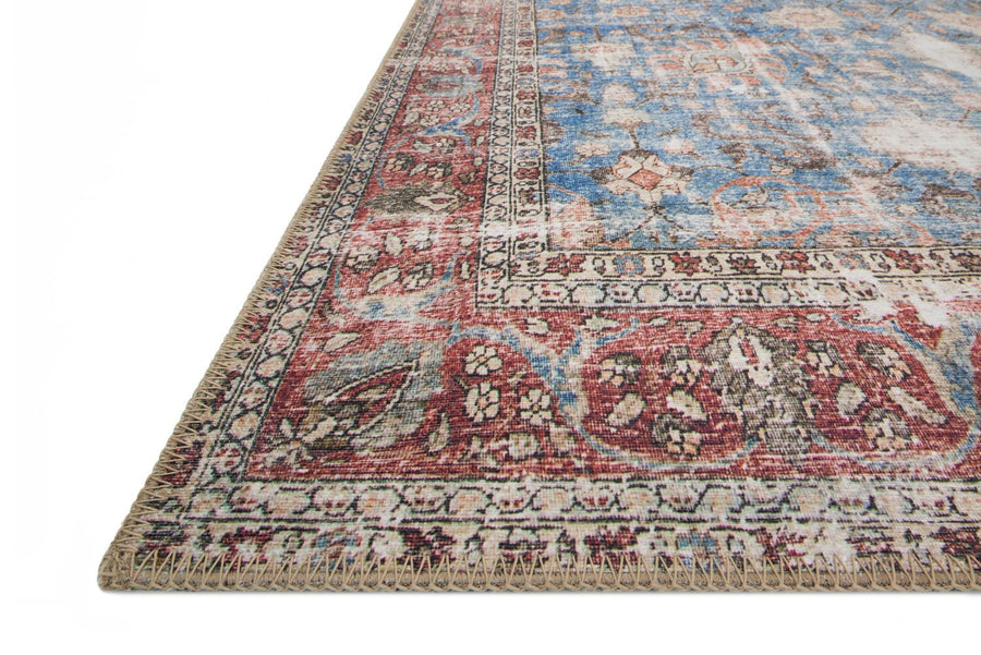 FERNANDA VINTAGE PRINT RUG: BRICK RED, BLUE