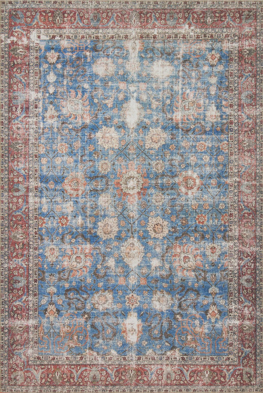 FERNANDA VINTAGE PRINT RUG: BRICK RED, BLUE