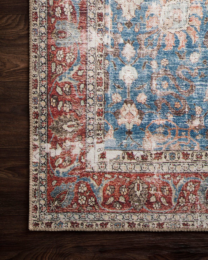 FERNANDA VINTAGE PRINT RUG: BRICK RED, BLUE