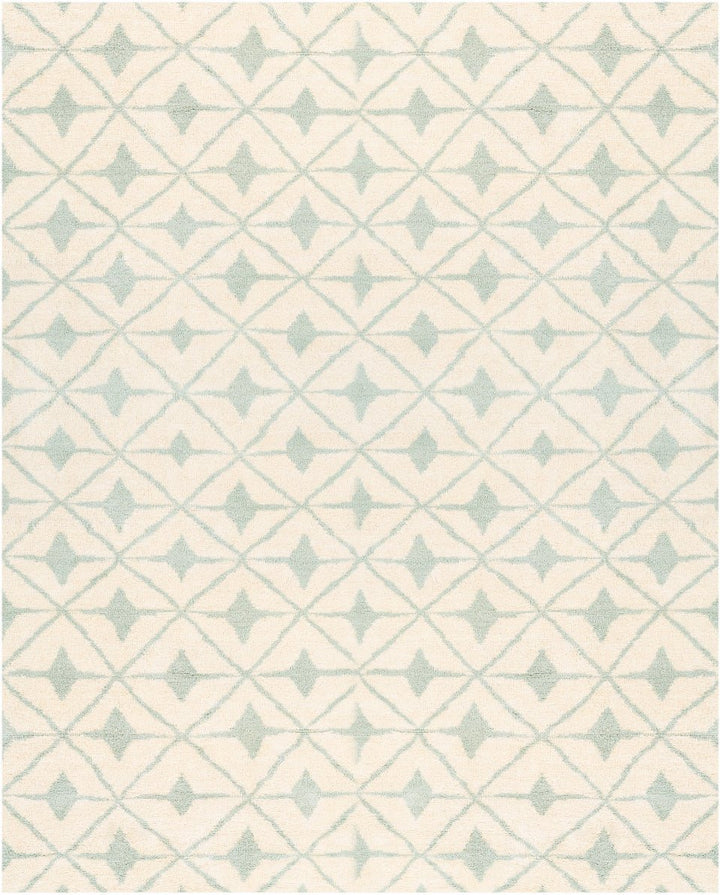 FEZ HAND KNOTTED WOOL RUG: SEA FOAM