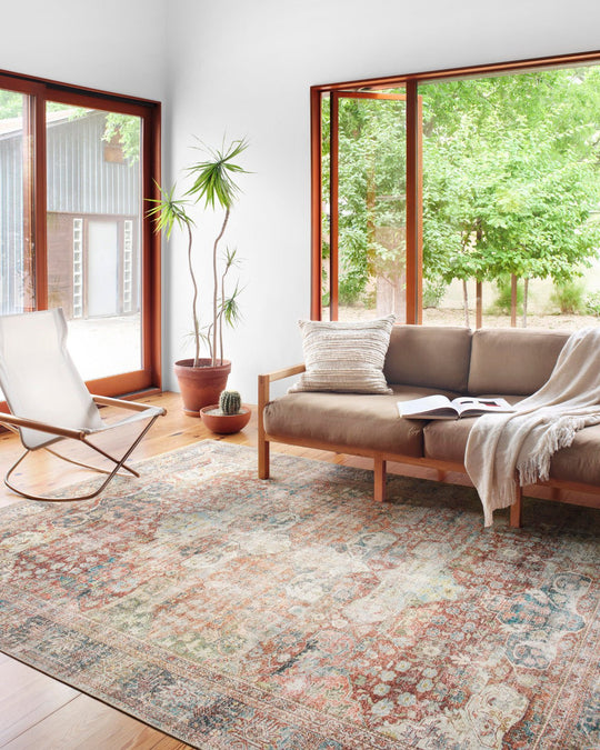 FIDELIA VINTAGE PRINT RUG: BRICK, TEAL