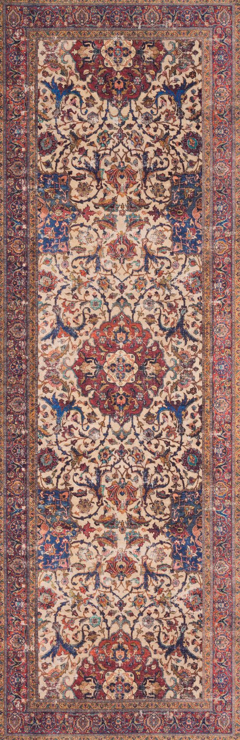 FIDELMA VINTAGE PRINT RUG: BRICK, BLUE