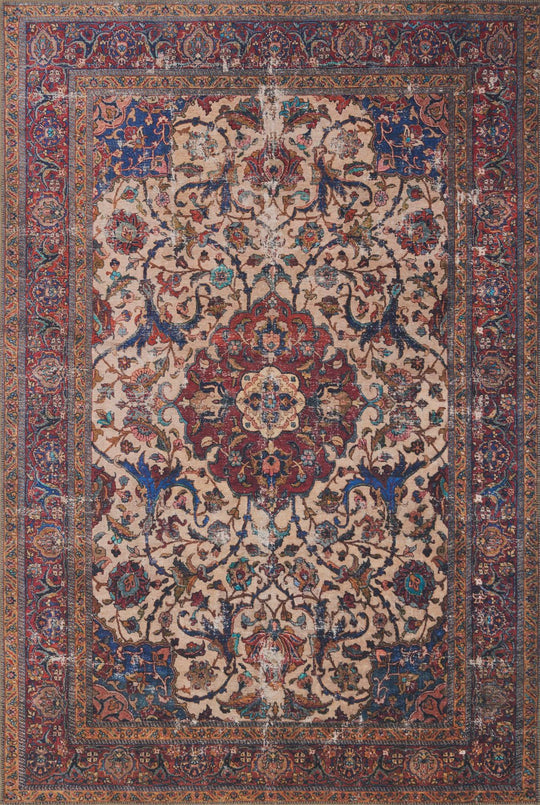 FIDELMA VINTAGE PRINT RUG: BRICK, BLUE