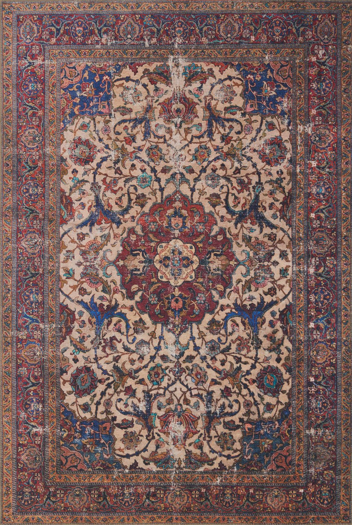 FIDELMA VINTAGE PRINT RUG: BRICK, BLUE