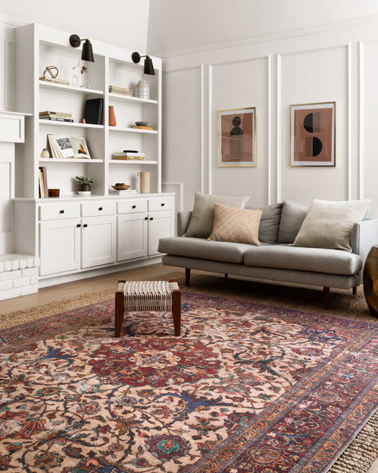 FIDELMA VINTAGE PRINT RUG: BRICK, BLUE