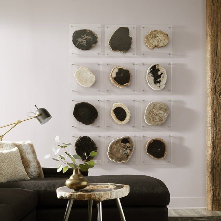 FLOATING PERTRIFIED SLICE WALL ART