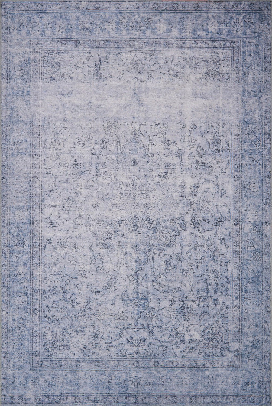 FREYA VINTAGE PRINT RUG: DISTRESSED DENIM