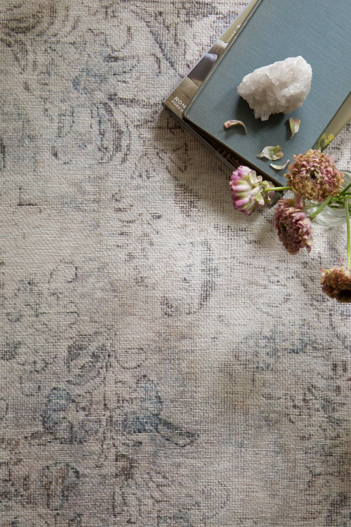 FREYA VINTAGE PRINT RUG: DISTRESSED SILVER