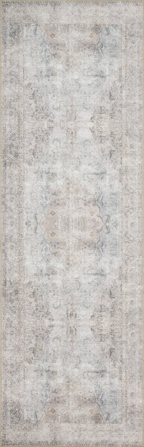 FREYA VINTAGE PRINT RUG: DISTRESSED SILVER