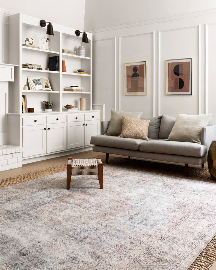 FREYA VINTAGE PRINT RUG: DISTRESSED SILVER