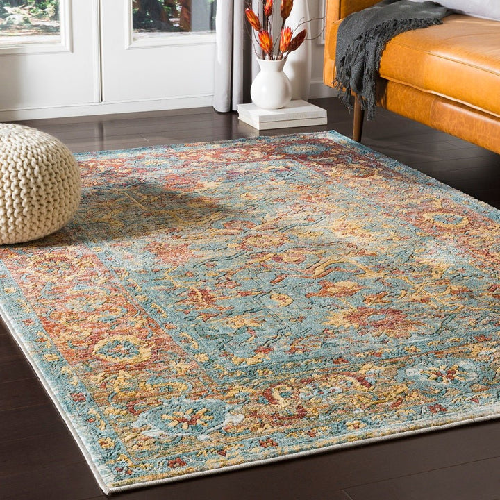 GAELAN RUG: AQUA, YELLOW