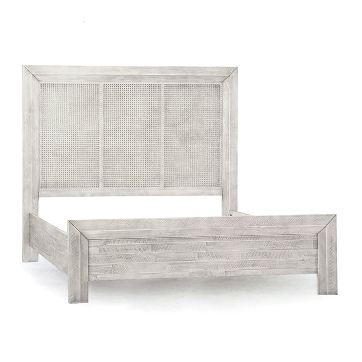 GENEVA GREY WASH CANE PANEL BED