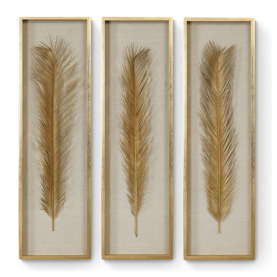 GOLDEN PALMS SHADOW BOX ART | SET OF 3