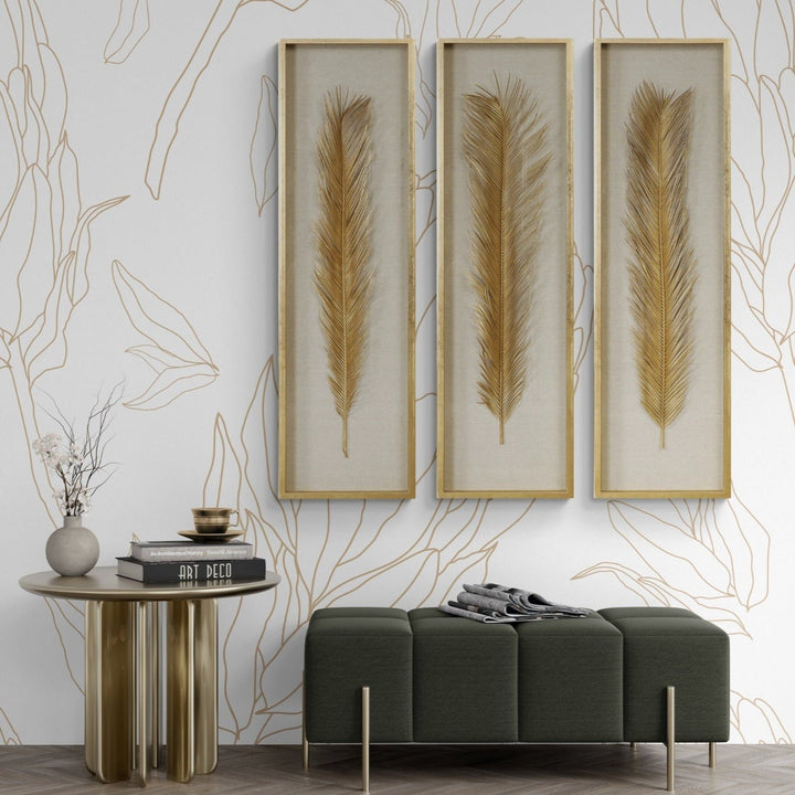 GOLDEN PALMS SHADOW BOX ART | SET OF 3