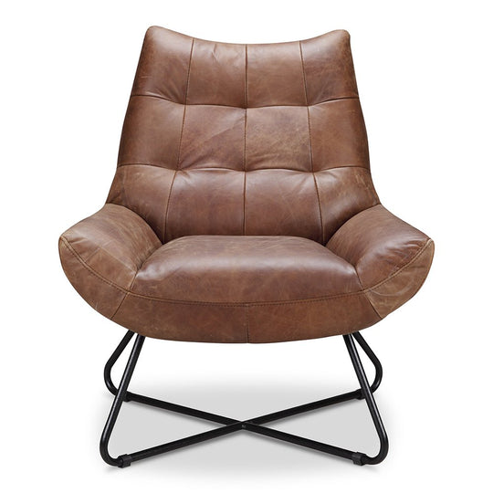 GRADUATE LOUNGE CHAIR: VINTAGE BROWN LEATHER