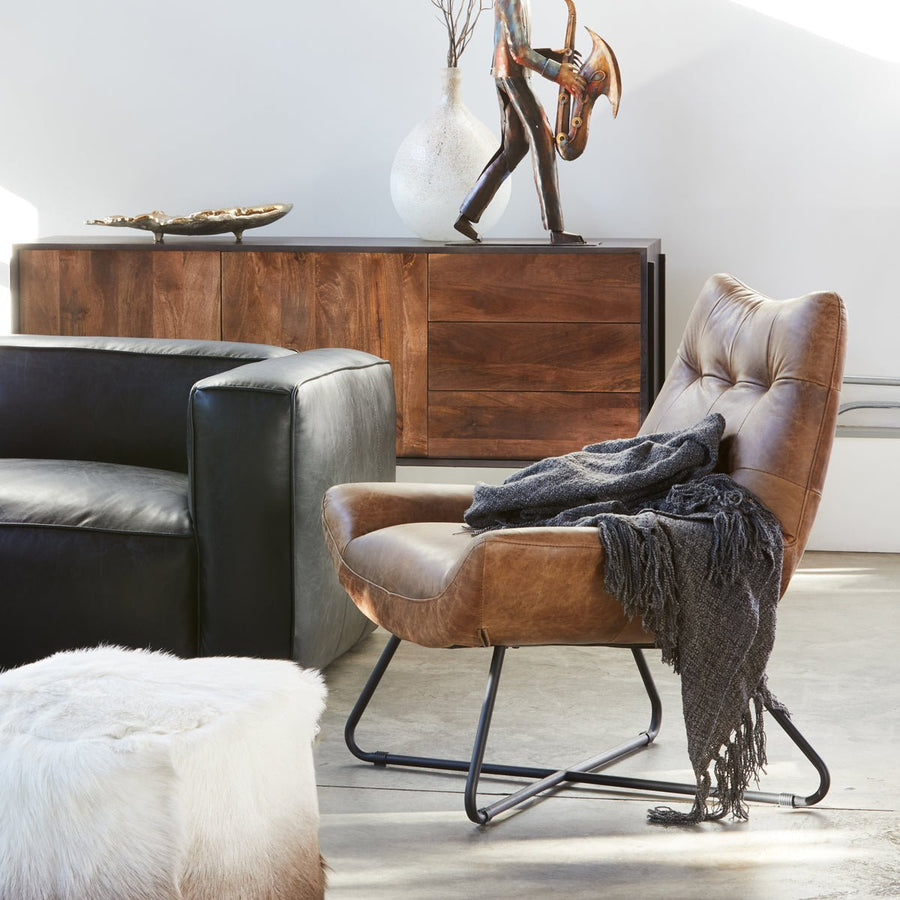 GRADUATE LOUNGE CHAIR: VINTAGE BROWN LEATHER
