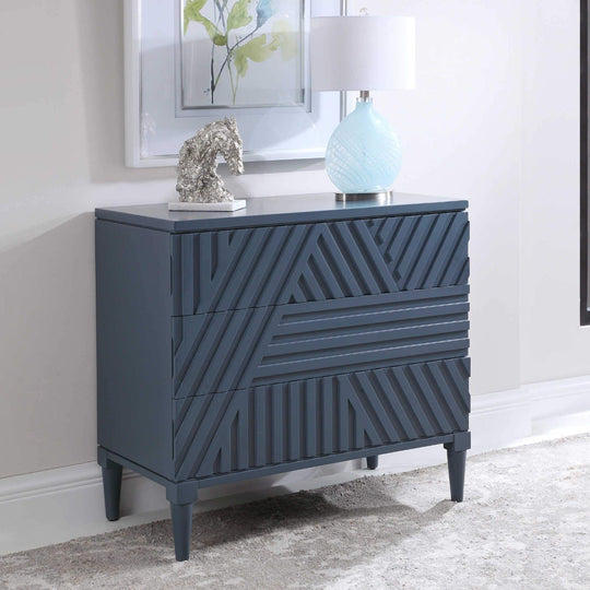 GROOVY GEOMETRIC STRIPES CHEST: AEGEAN BLUE